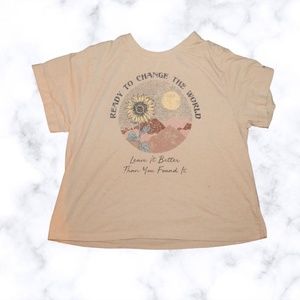 Tan Graphic Crop Top